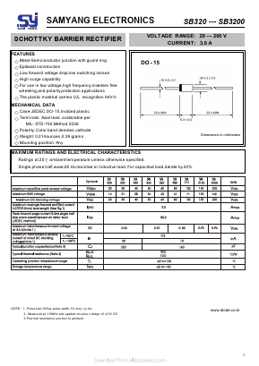 SB3150 Datasheet PDF SAMYANG ELECTRONICS CO.,LTD.