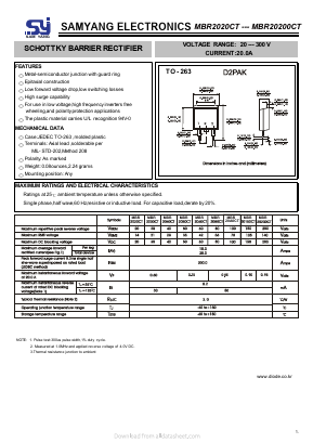 MBR20200CT Datasheet PDF SAMYANG ELECTRONICS CO.,LTD.