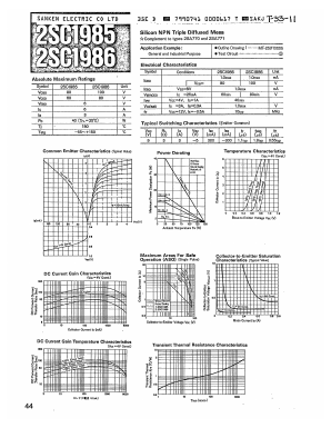 2SC1986 Datasheet PDF Sanken Electric co.,ltd.