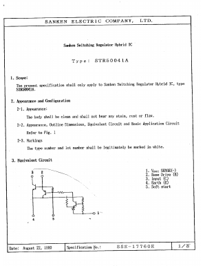 STR50041A Datasheet PDF Sanken Electric co.,ltd.