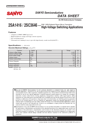 2SA1416 Datasheet PDF SANYO -> Panasonic