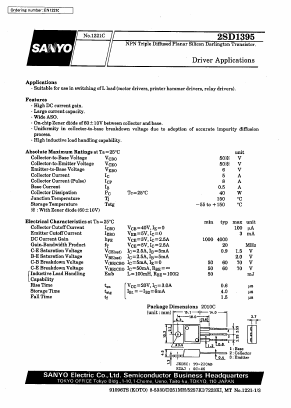 2SD1395 Datasheet PDF SANYO -> Panasonic