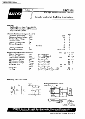 2SC5265 Datasheet PDF SANYO -> Panasonic