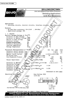 2SA1503 Datasheet PDF SANYO -> Panasonic