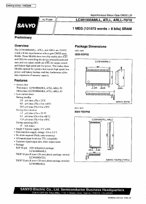 LC361000ATLL-70 Datasheet PDF SANYO -> Panasonic