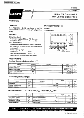 LC78832 Datasheet PDF SANYO -> Panasonic