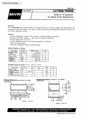 LC7886 Datasheet PDF SANYO -> Panasonic