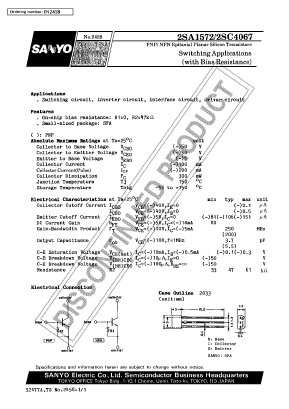 2SC4067 Datasheet PDF SANYO -> Panasonic