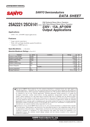2SA2221 Datasheet PDF SANYO -> Panasonic