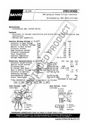 2SC3066F Datasheet PDF SANYO -> Panasonic