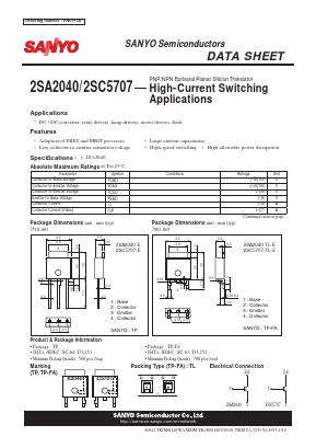2SA2040 Datasheet PDF SANYO -> Panasonic