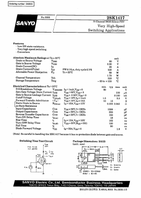 K1417 Datasheet PDF SANYO -> Panasonic