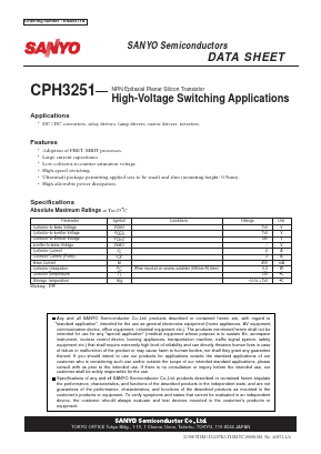 CPH3251 Datasheet PDF SANYO -> Panasonic