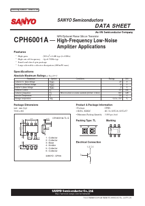 CPH6001A-TL-E Datasheet PDF SANYO -> Panasonic