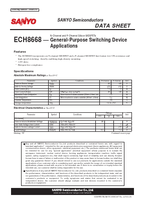 ECH8668 Datasheet PDF SANYO -> Panasonic