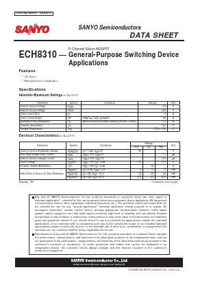 ECH8310 Datasheet PDF SANYO -> Panasonic