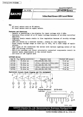 LB1443N Datasheet PDF SANYO -> Panasonic