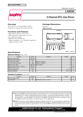 LA6534 Datasheet PDF SANYO -> Panasonic