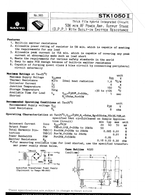 STK-1050II Datasheet PDF SANYO -> Panasonic
