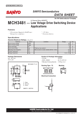 MCH3481 Datasheet PDF SANYO -> Panasonic