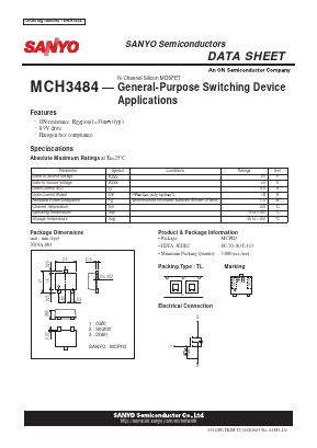 MCH3484 Datasheet PDF SANYO -> Panasonic