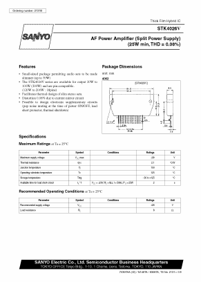 STK4026V Datasheet PDF SANYO -> Panasonic