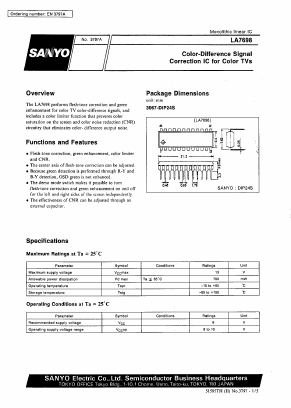 LA7698 Datasheet PDF SANYO -> Panasonic