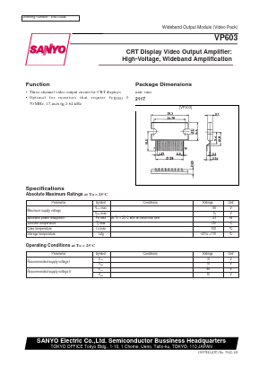 VP603 Datasheet PDF SANYO -> Panasonic