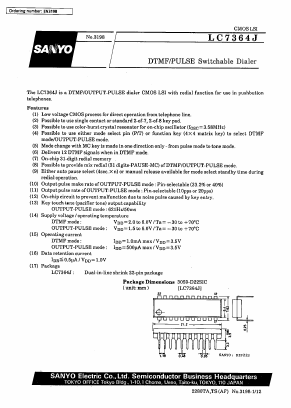 LC7364J Datasheet PDF SANYO -> Panasonic