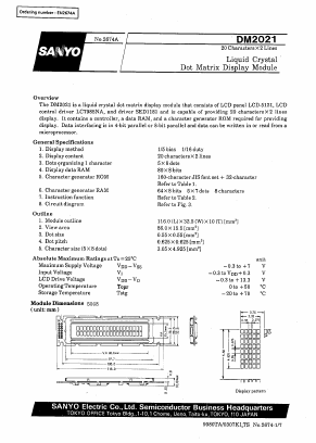 DM2021 Datasheet PDF SANYO -> Panasonic