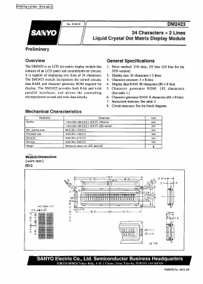 DM2423-1HL3 Datasheet PDF SANYO -> Panasonic