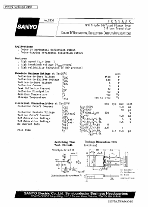 2SD1883 Datasheet PDF SANYO -> Panasonic