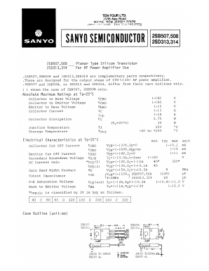 2SB507 Datasheet PDF SANYO -> Panasonic
