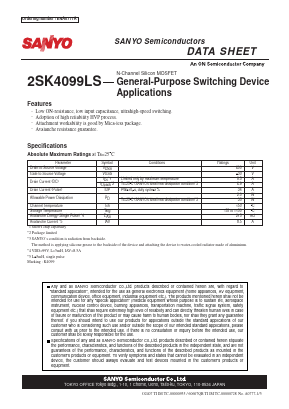 2SK4099LS Datasheet PDF SANYO -> Panasonic