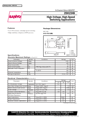 2SK2349 Datasheet PDF SANYO -> Panasonic