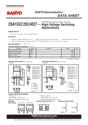 2SA1552T-TL-E Datasheet PDF SANYO -> Panasonic