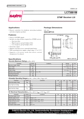 LC73881M Datasheet PDF SANYO -> Panasonic