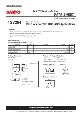 1SV264-TL-E Datasheet PDF SANYO -> Panasonic