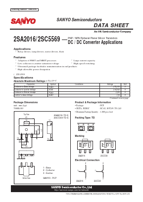 2SA2016 Datasheet PDF SANYO -> Panasonic