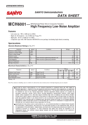 MCH6001 Datasheet PDF SANYO -> Panasonic