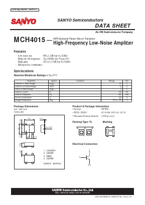 MCH4015 Datasheet PDF SANYO -> Panasonic