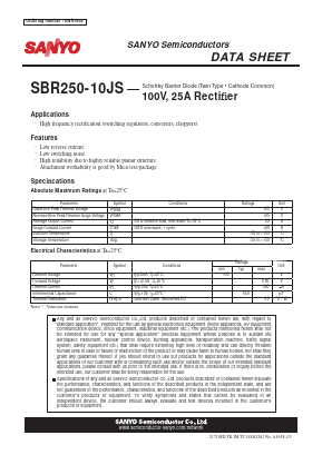 SBR250-10JS Datasheet PDF SANYO -> Panasonic