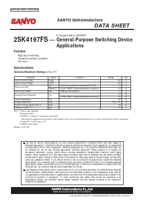 2SK4197FS Datasheet PDF SANYO -> Panasonic