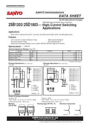 2SB1203S Datasheet PDF SANYO -> Panasonic
