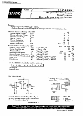 2SC4399 Datasheet PDF SANYO -> Panasonic