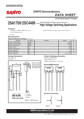 2SA1709S-AN Datasheet PDF SANYO -> Panasonic