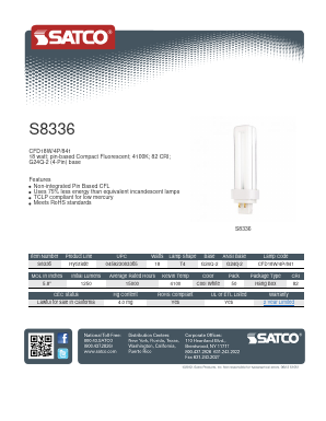 S8336 Datasheet PDF Satco Products, Inc.