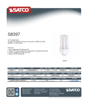 S8397 Datasheet PDF Satco Products, Inc.