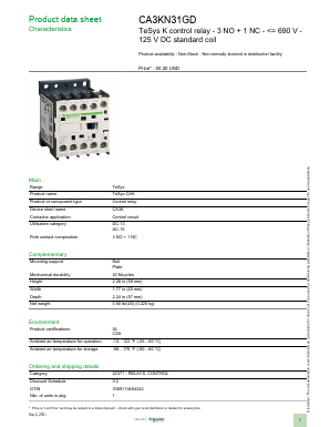 CA3KN31GD Datasheet PDF Schneider Electric