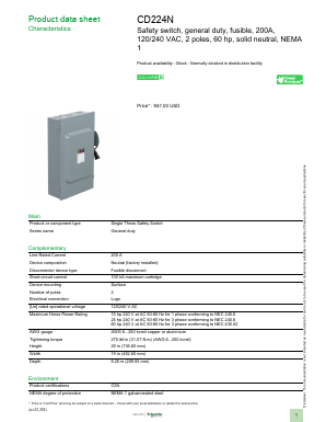 CD224N Datasheet PDF Schneider Electric